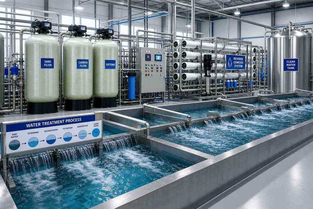 Tanques de decantação em estação de tratamento de água